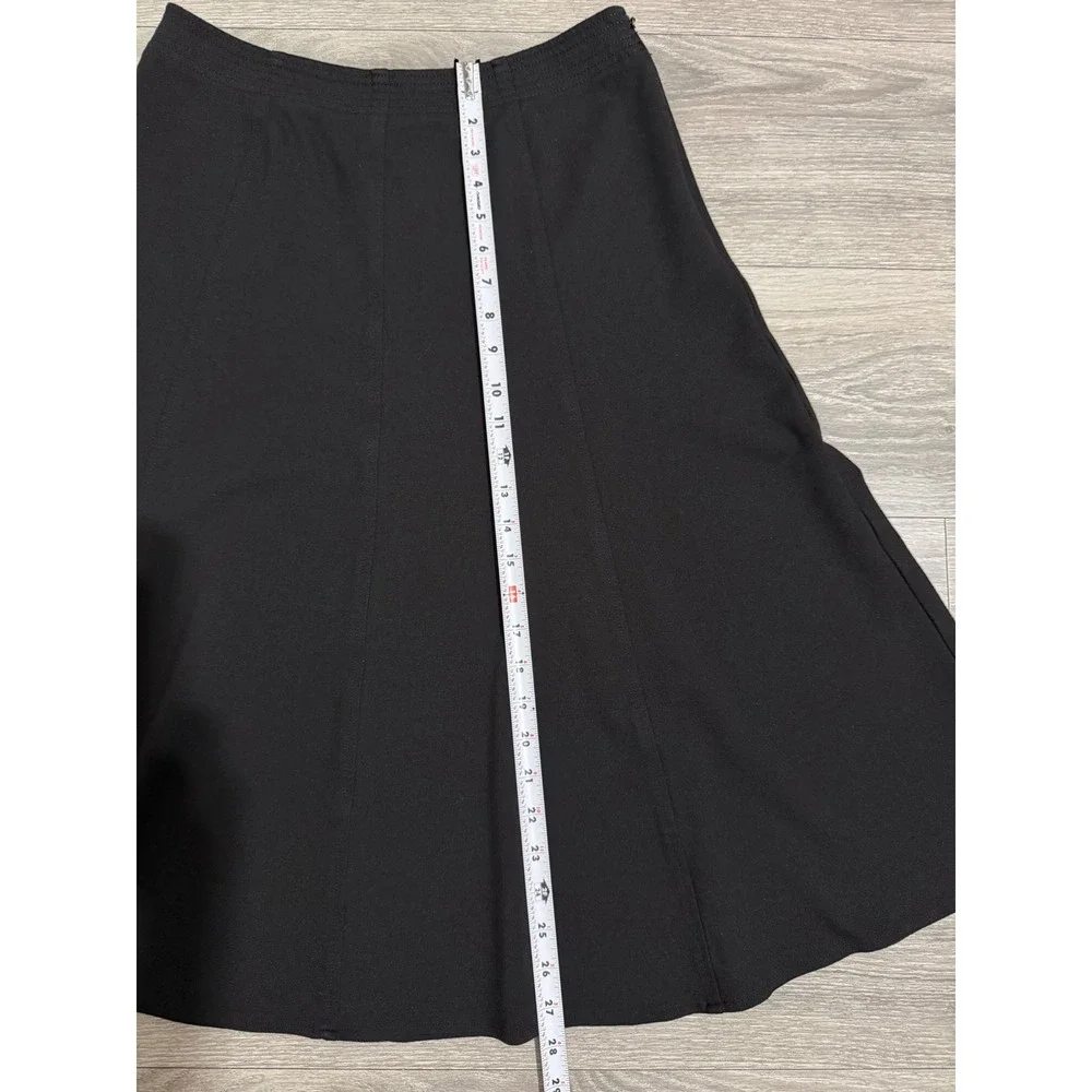 Charter Club Midi Skirt Size 8 Black Paneled Side Zip A-Line Career Minimalist